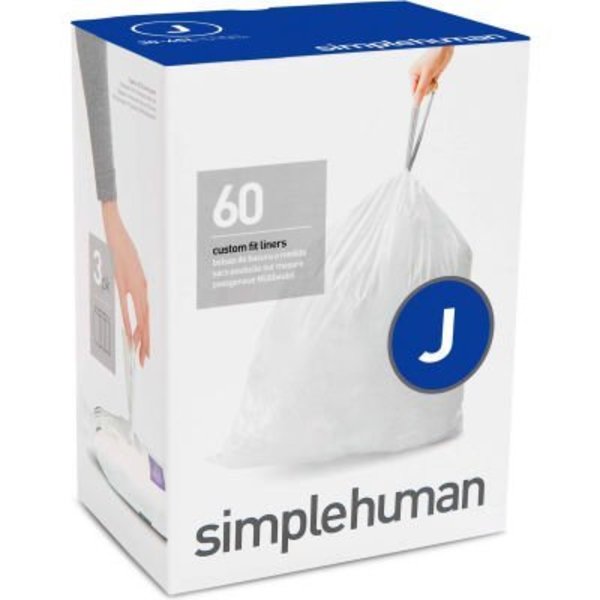 Simplehuman Trash Can Liner Code J - 10.5 Gallon, 21.1 X 28, 1.18 Mil, White, Pack of 240 CW0259